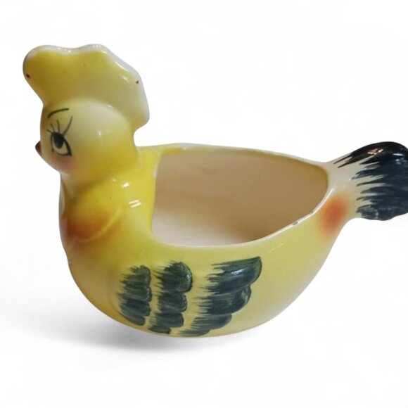 Vintage Yellow Ceramic Hen Egg Separator: Farmhouse Kitchen Decor - Picture 2 of 10